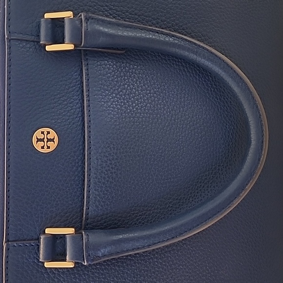 NEW Tory Burch Georgia Pebbled Double-Zip Satchel with removable should strap - Picture 2 of 5